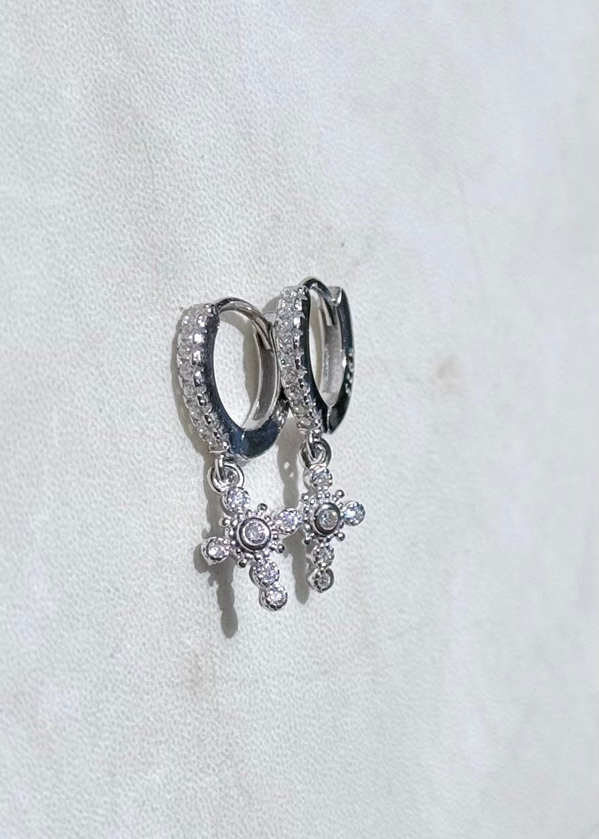 Zircon Cross Hoops