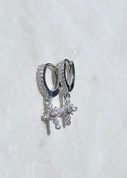 Zircon Cross Hoops