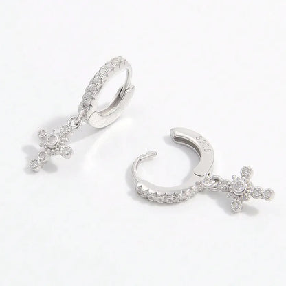 Zircon Cross Hoops
