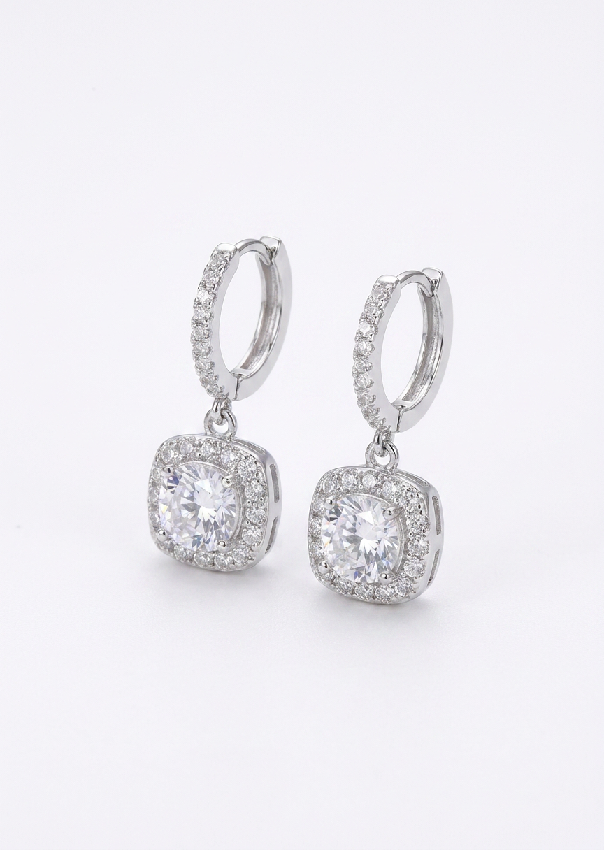 Square Moissanite Hoops