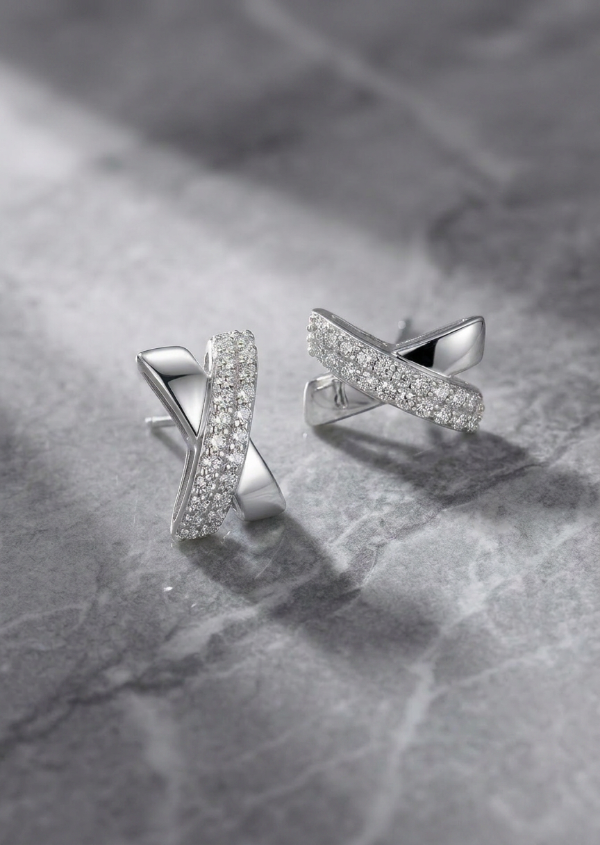 Moissanite Cross Earrings