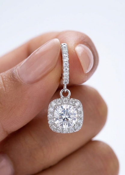 Square Moissanite Hoops