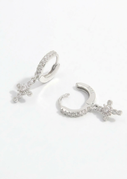 Zircon Cross Hoops